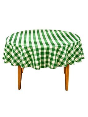 70-Inch Round Polyester Tablecloth Green & White Checker Linen Tablecloth Durabl